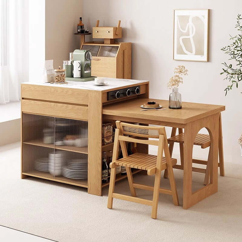Solid Wood Kitchen Island Table With Expandable Top