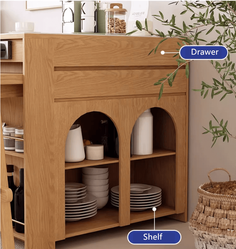 Solid Wood Kitchen Island Table With Expandable Top