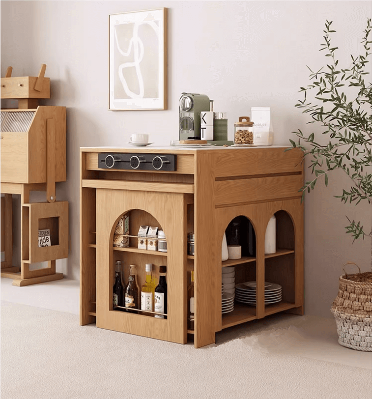 Massivholz-Kücheninsel-Tisch mit ausziehbarer Tischplatte Zweitbild