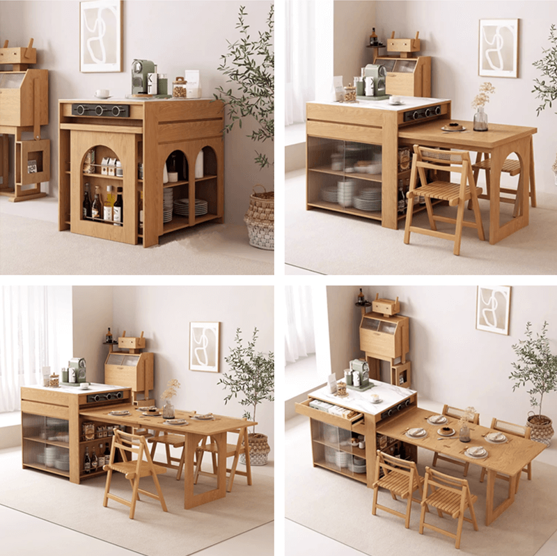 Solid Wood Kitchen Island Table With Expandable Top Main Product Image Hauptbild