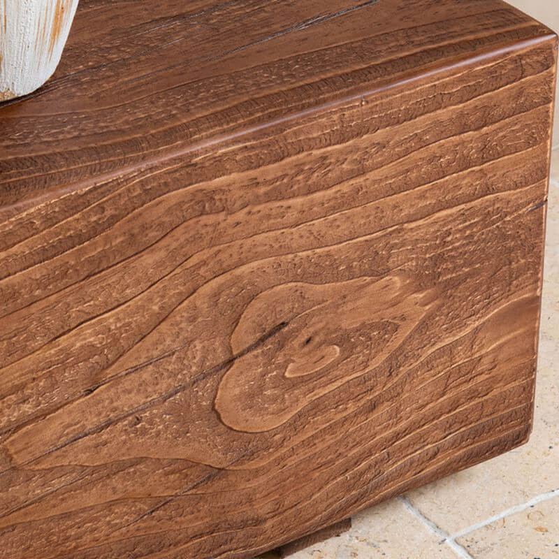 Solid Wood Living Room Bench with Natural Grain and Distressed Brown Finish