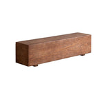 Solid Wood Living Room Bench with Natural Grain and Distressed Brown Finish