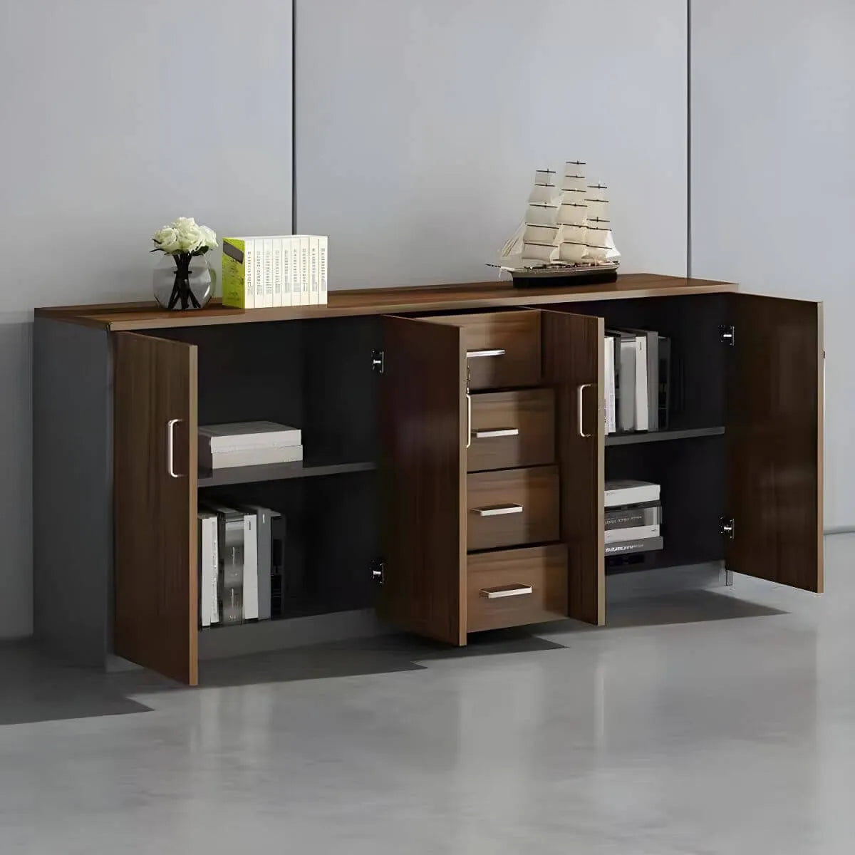 Solid Wood Locking Storage Credenza File Cabinet Series