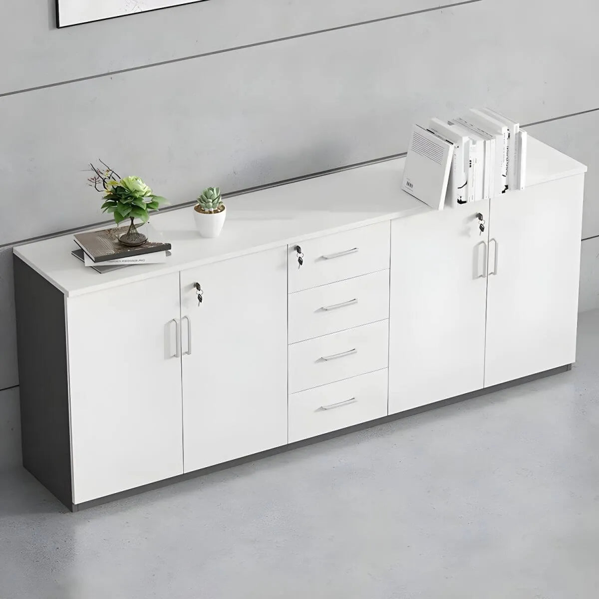 Solid Wood Locking Storage Credenza File Cabinet Series Secondary image