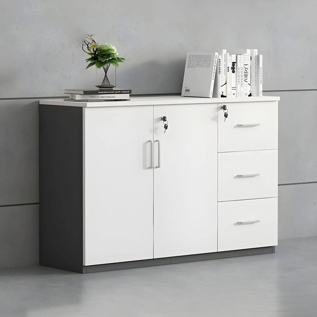 Solid Wood Locking Storage Credenza File Cabinet Series