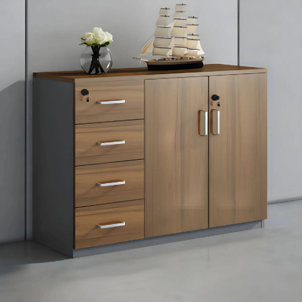 Solid Wood Locking Storage Credenza File Cabinet Series