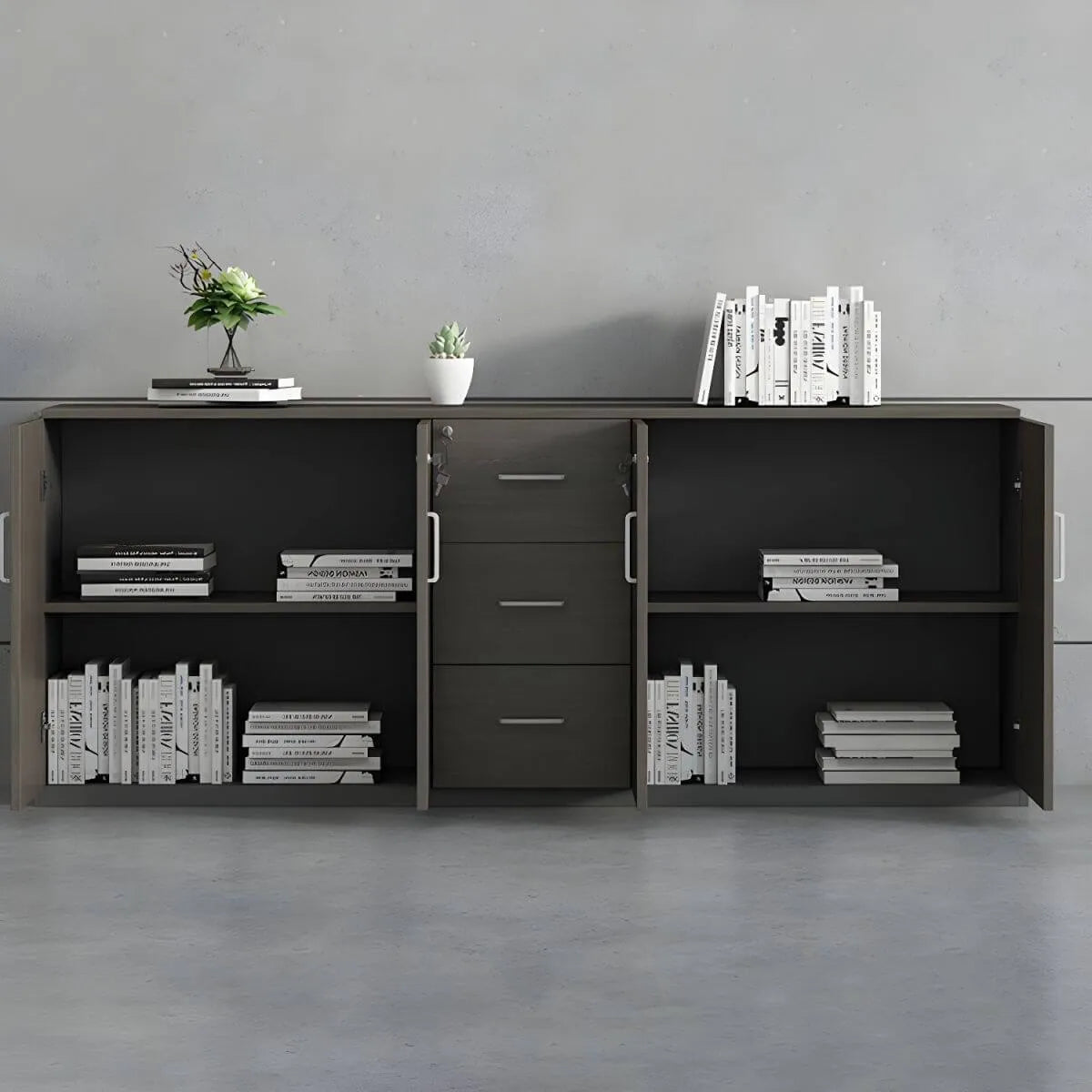 Solid Wood Locking Storage Credenza File Cabinet Series