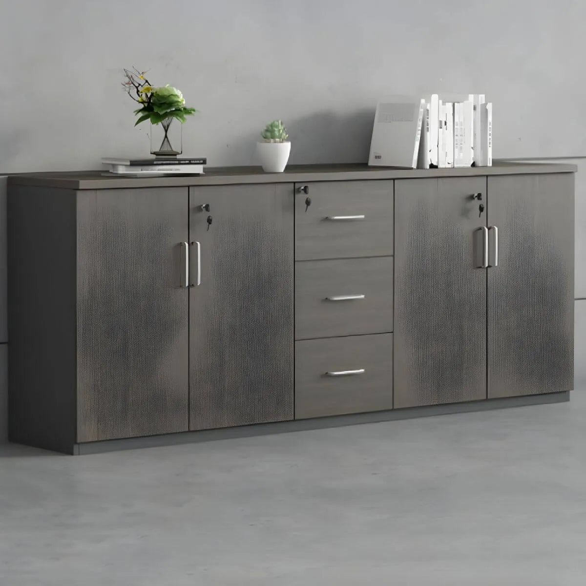 Solid Wood Locking Storage Credenza File Cabinet Series