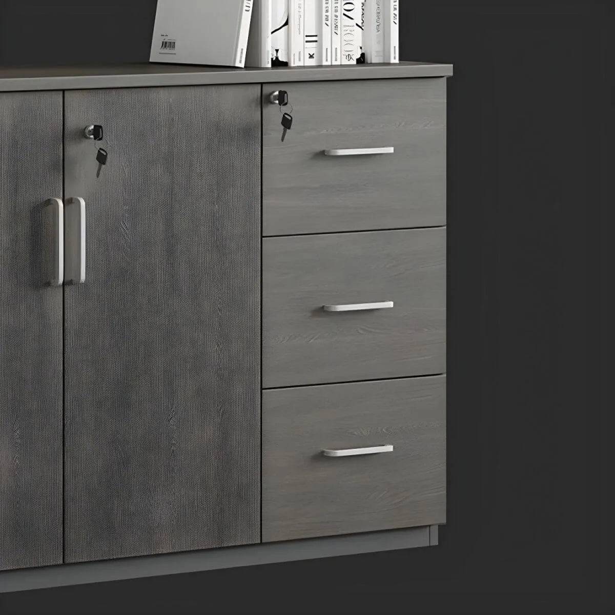 Solid Wood Locking Storage Credenza File Cabinet Series