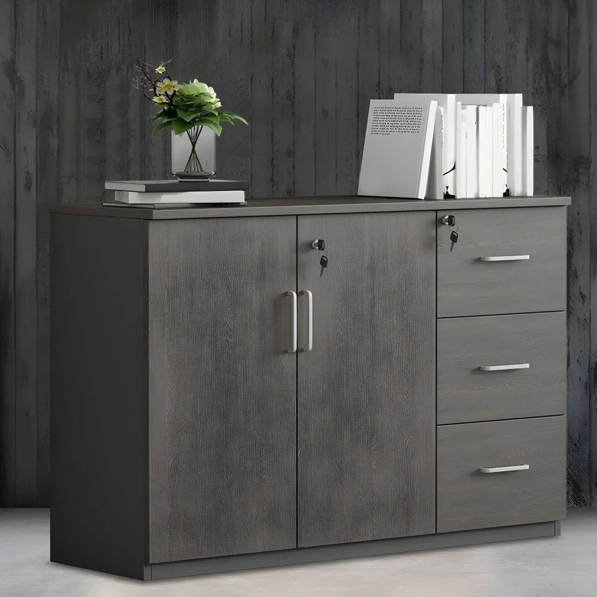 Solid Wood Locking Storage Credenza File Cabinet Series