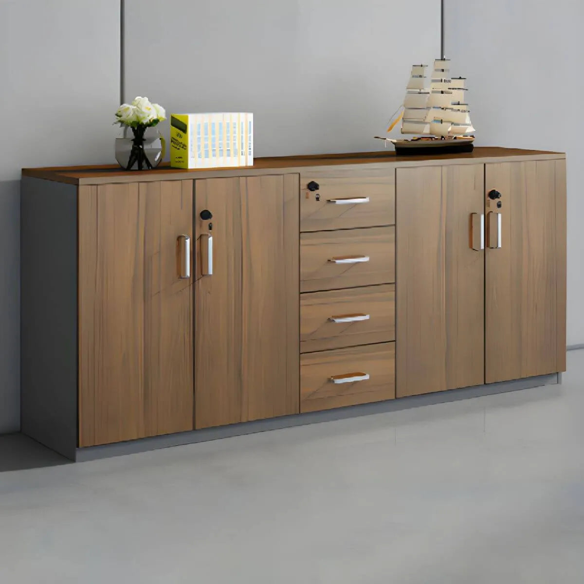 Solid Wood Locking Storage Credenza File Cabinet Series