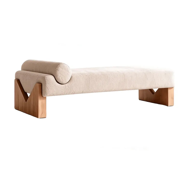 Solid Wood Mid-Century Entryway Bench with Sculptural Tufting and Ergonomic Support