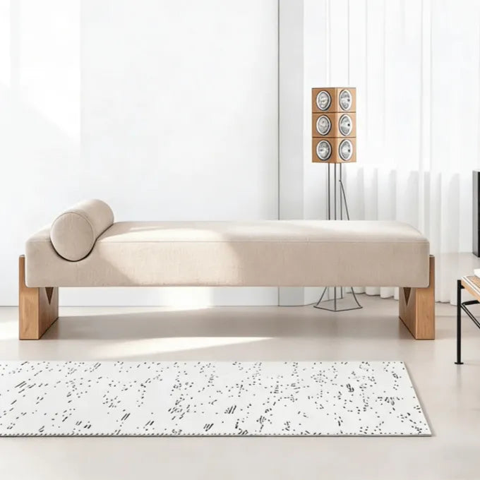 Solid Wood Mid-Century Entryway Bench with Sculptural Tufting and Ergonomic Support