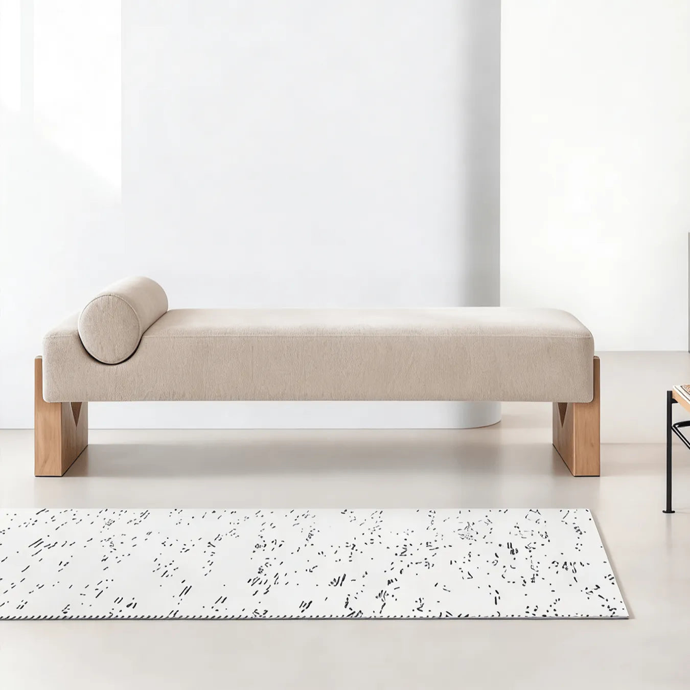 Solid Wood Mid-Century Entryway Bench with Sculptural Tufting and Ergonomic Support Secondary image