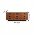 Solid Wood Modular Cabinets with Geometric Inlay Panels and Quiet Storage