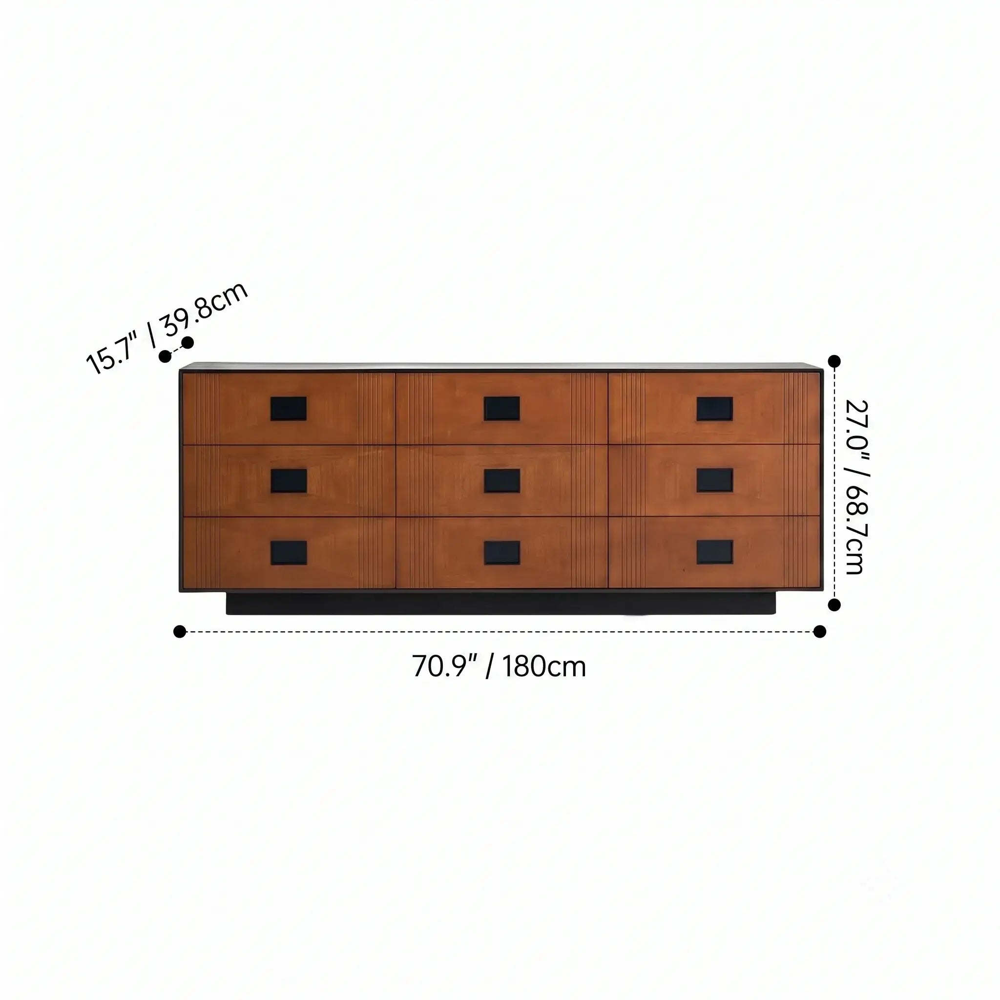 Solid Wood Modular Cabinets with Geometric Inlay Panels and Quiet Storage