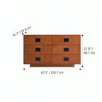 Solid Wood Modular Cabinets with Geometric Inlay Panels and Quiet Storage