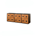 Solid Wood Modular Cabinets with Geometric Inlay Panels and Quiet Storage