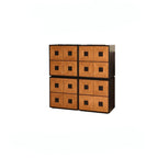 Solid Wood Modular Cabinets with Geometric Inlay Panels and Quiet Storage