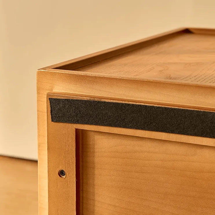 Solid Wood Modular Cabinets with Geometric Inlay Panels and Quiet Storage