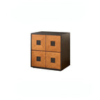 Solid Wood Modular Cabinets with Geometric Inlay Panels and Quiet Storage