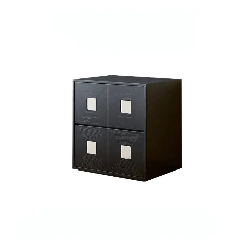 Solid Wood Modular Cabinets with Geometric Inlay Panels and Quiet Storage