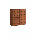 Solid Wood Modular Cabinets with Geometric Inlay Panels and Quiet Storage