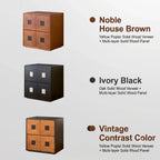 Solid Wood Modular Cabinets with Geometric Inlay Panels and Quiet Storage