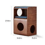 Solid Wood Modular Cat Cube Stool in Japandi Minimalist Style