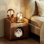 Solid Wood Modular Cat Cube Stool in Japandi Minimalist Style