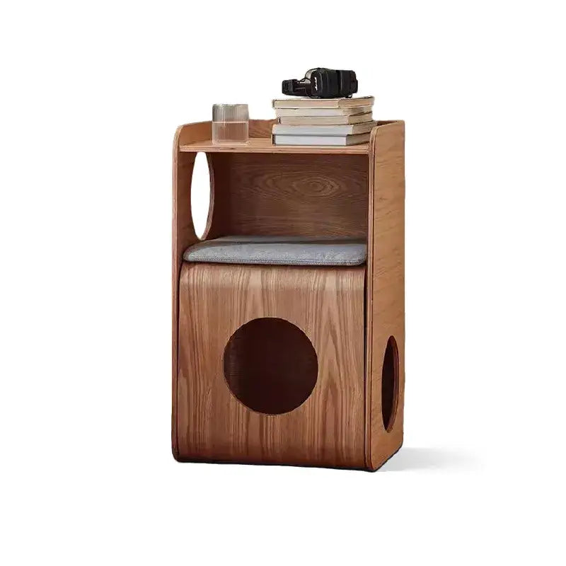Solid Wood Modular Cat Cube Stool in Japandi Minimalist Style