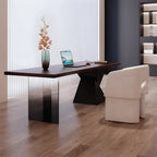 Solid Wood Office Desk with Acrylic Base, Sculptural Minimalist Series