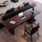 Solid Wood Office Desk with Acrylic Base, Sculptural Minimalist Series