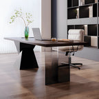 Solid Wood Office Desk with Acrylic Base, Sculptural Minimalist Series