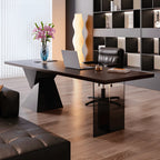 Solid Wood Office Desk with Acrylic Base, Sculptural Minimalist Series Main Product Image