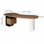 Solid Wood Office Desk with Curved Acrylic Leg and Side Storage