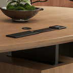 Solid Wood Office Desk with Curved Acrylic Leg and Side Storage