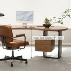 Solid Wood Office Desk with Curved Acrylic Leg and Side Storage