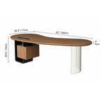 Solid Wood Office Desk with Curved Acrylic Leg and Side Storage