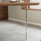 Solid Wood Office Desk with Curved Acrylic Leg and Side Storage