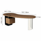 Solid Wood Office Desk with Curved Acrylic Leg and Side Storage