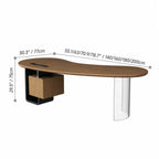 Solid Wood Office Desk with Curved Acrylic Leg and Side Storage Dimensions