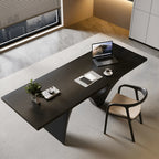 Solid Wood Office Desk with Sculptural Wave Legs and Wide Executive Top