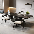 Solid Wood Office Desk with Sculptural Wave Legs and Wide Executive Top