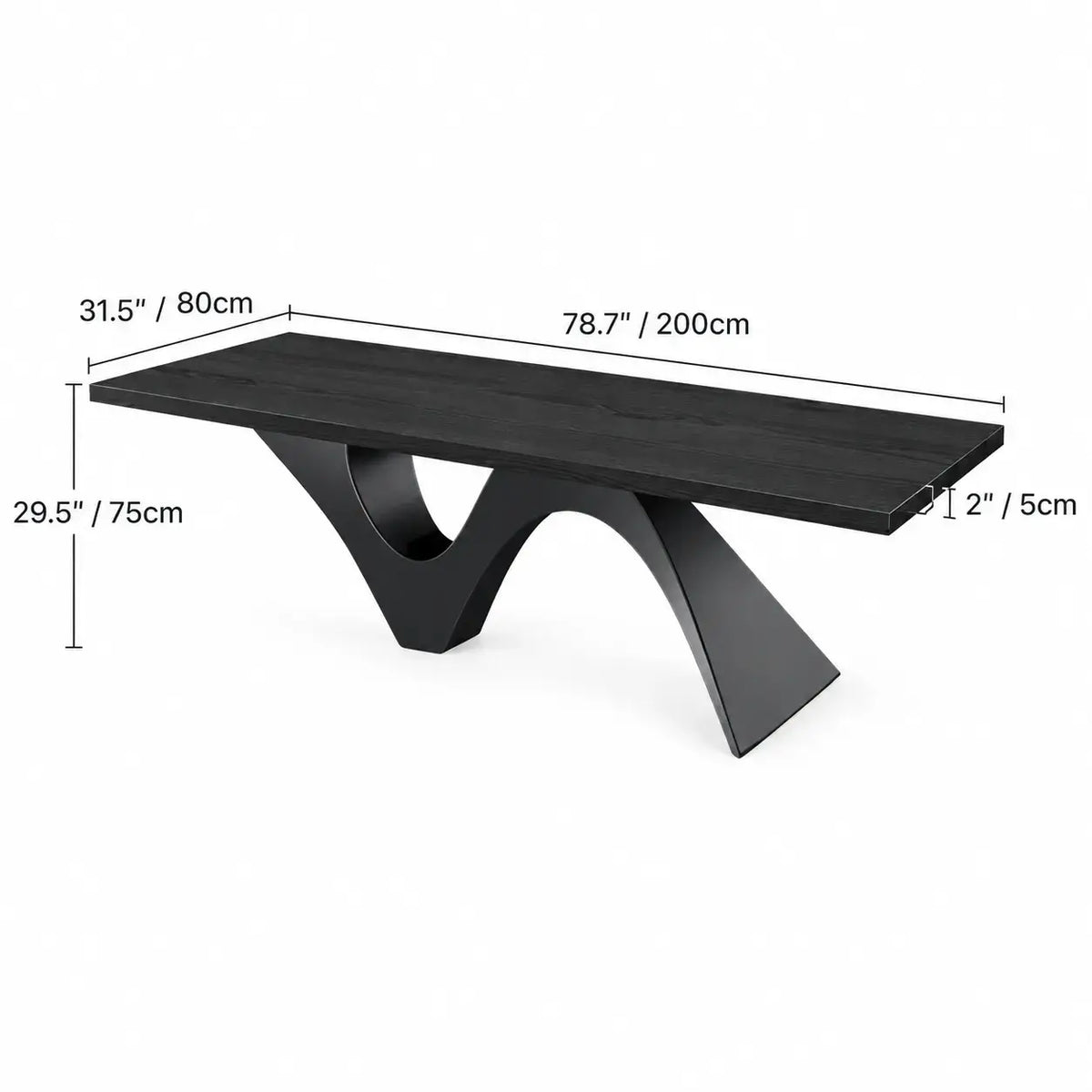Solid Wood Office Desk with Sculptural Wave Legs and Wide Executive Top
