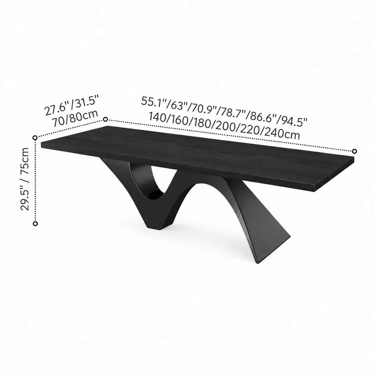 Solid Wood Office Desk with Sculptural Wave Legs and Wide Executive Top Dimensions