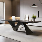 Solid Wood Office Desk with Sculptural Wave Legs and Wide Executive Top Main Product Image