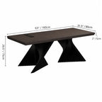 Solid Wood Office Desk with Sculptural X Steel Base and Cable Management