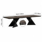 Solid Wood Office Desk with Sculptural X Steel Base and Cable Management