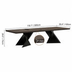 Solid Wood Office Desk with Sculptural X Steel Base and Cable Management